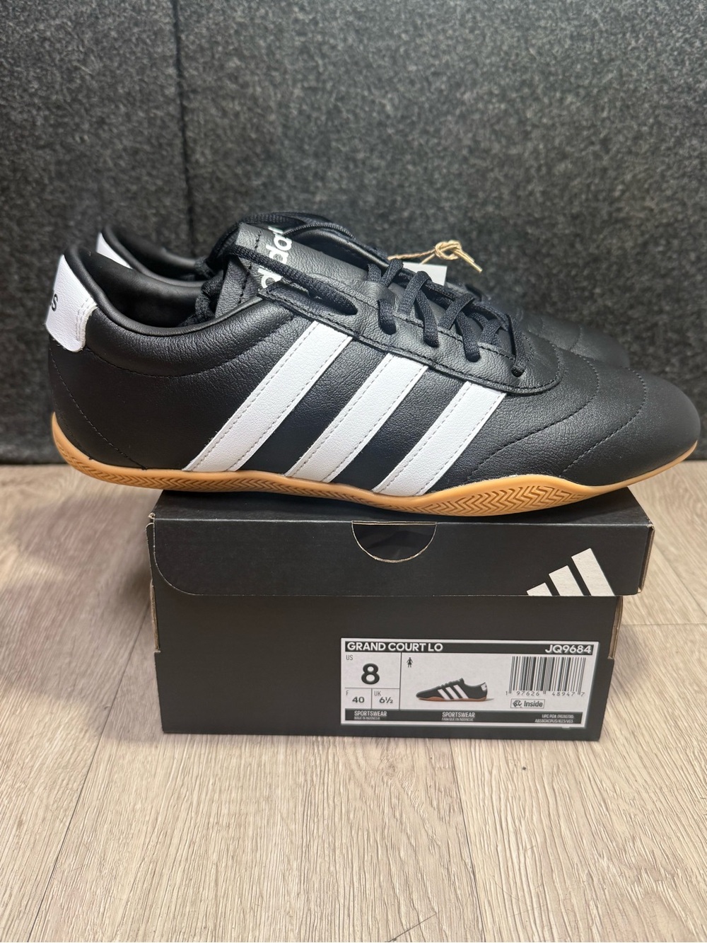 Adidas Women's size 8 Grand Court Lo JQ9684 Black 3-Stripes Lace-Up Sneakers NEW - Picture 4 of 7